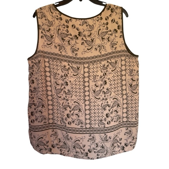 Liz Claiborne Sleeveless Blouse Keyhole Closure Paisley Print Summer Casual XLG - Picture 2 of 11